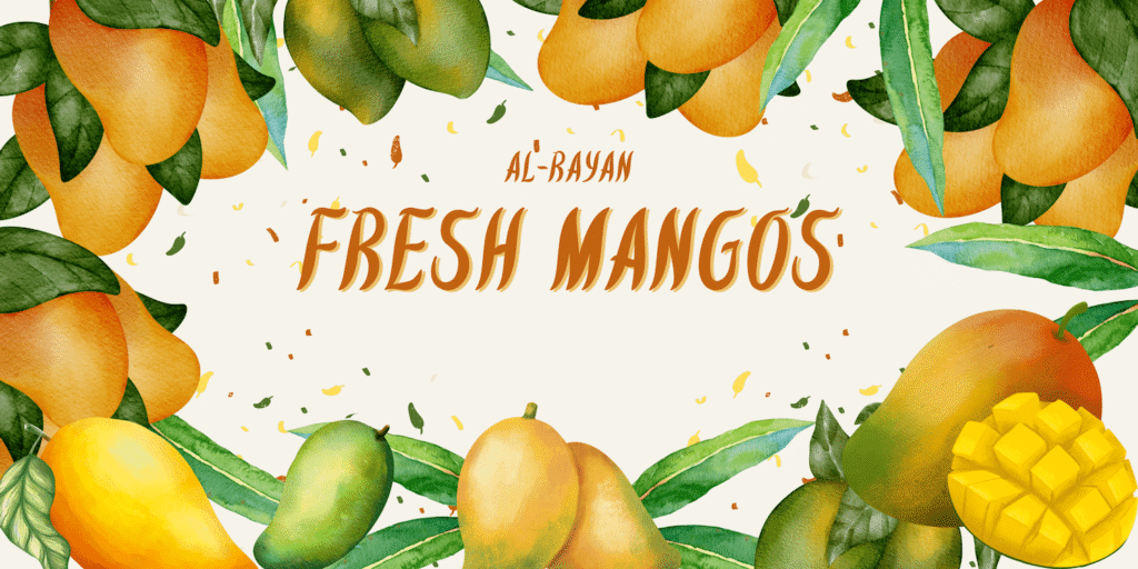 green and orange watercolor mango festival banner scaled min